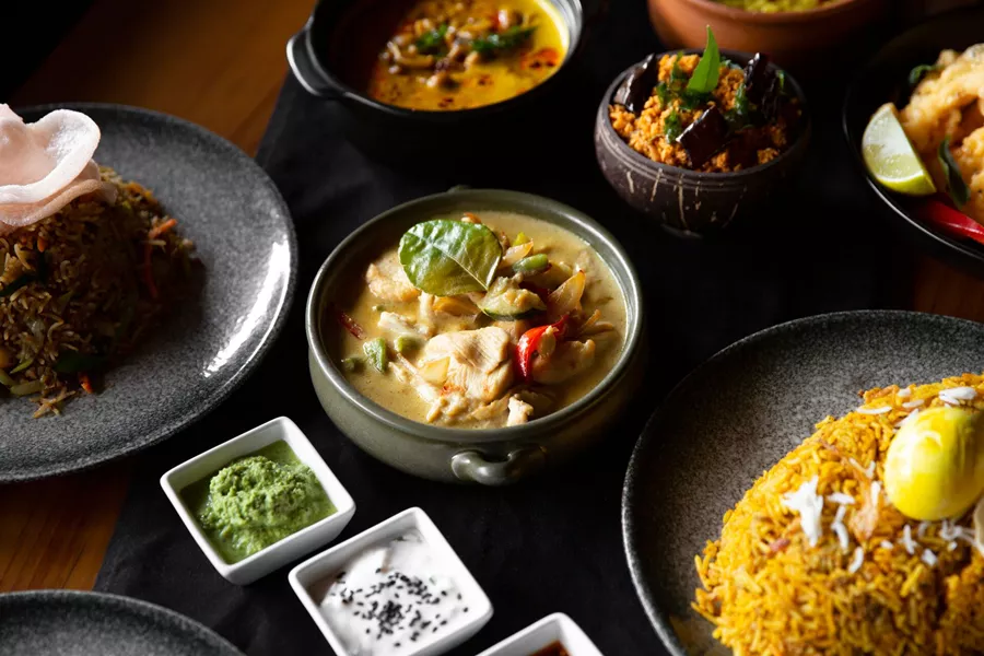Sri Lankan Cuisine Dishes On Restaurant Table