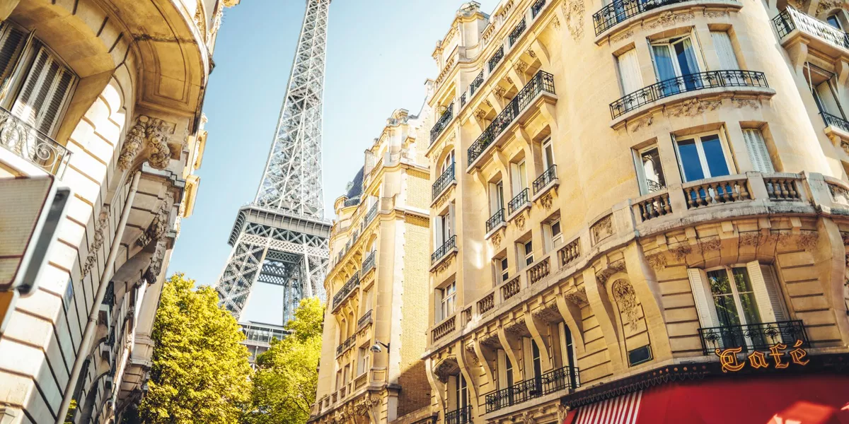 The Eiffel Tower with building of Paris in the foreground