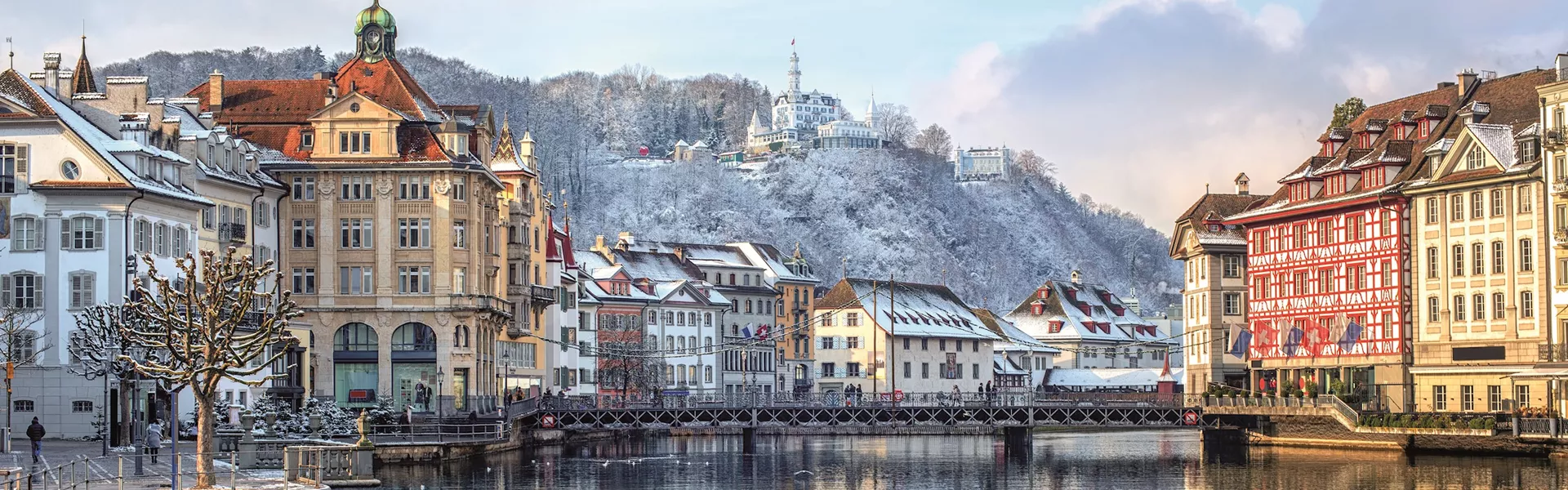 Winter Chapel Bridge Lucerne Switzerland 10