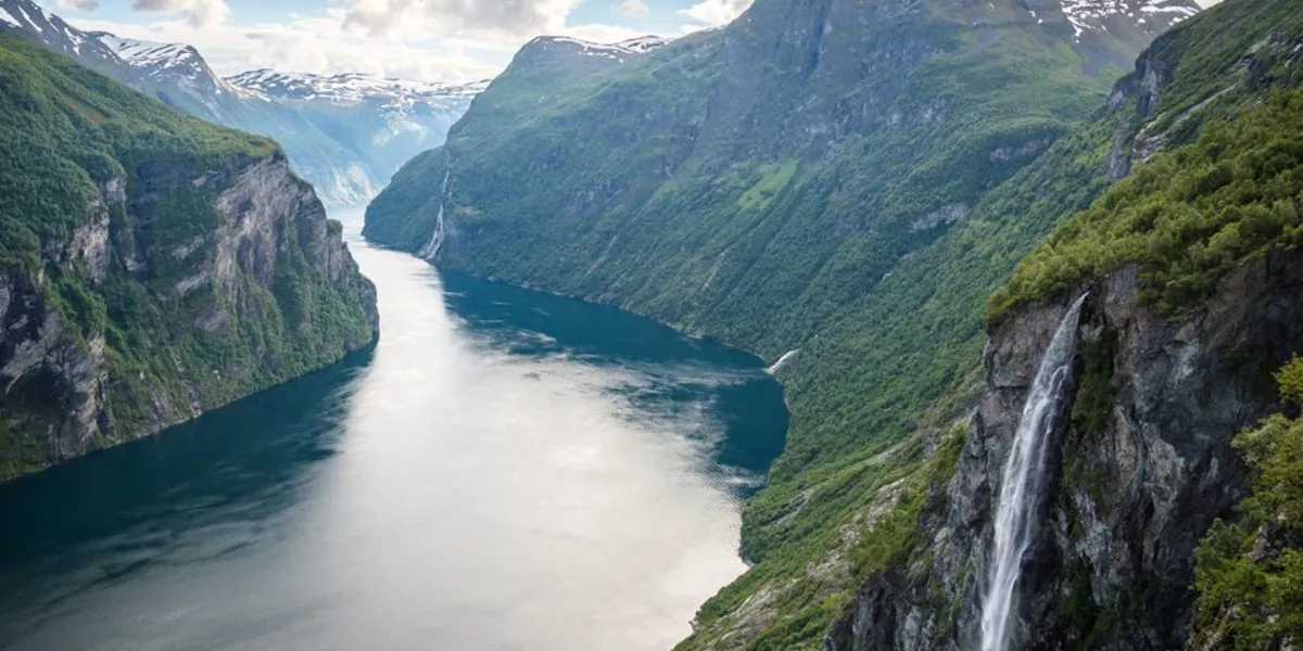 Birdview of a fjord, Norway.