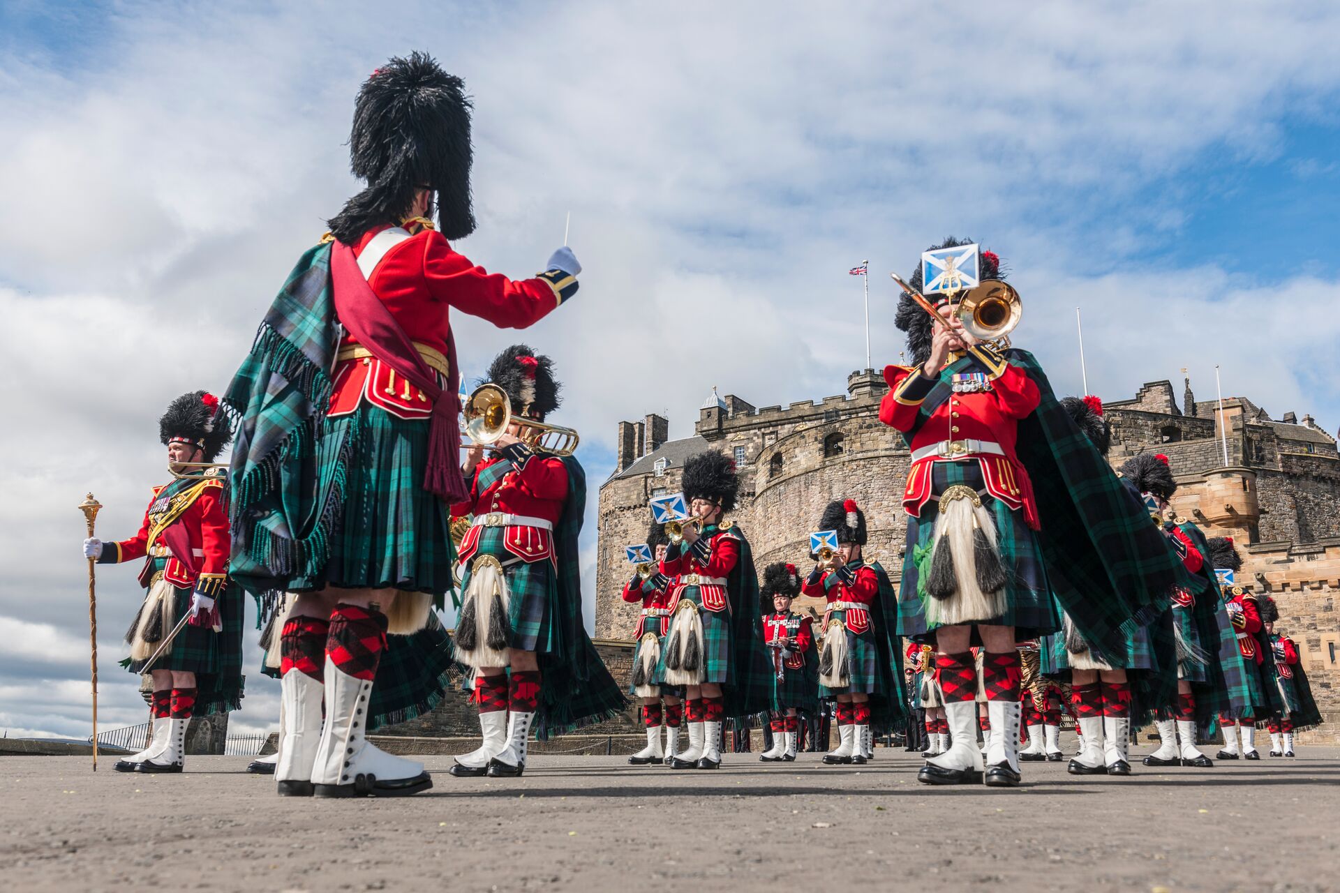 Change of the guard at the Edinburgh Castle in Edinburgh, Scotland