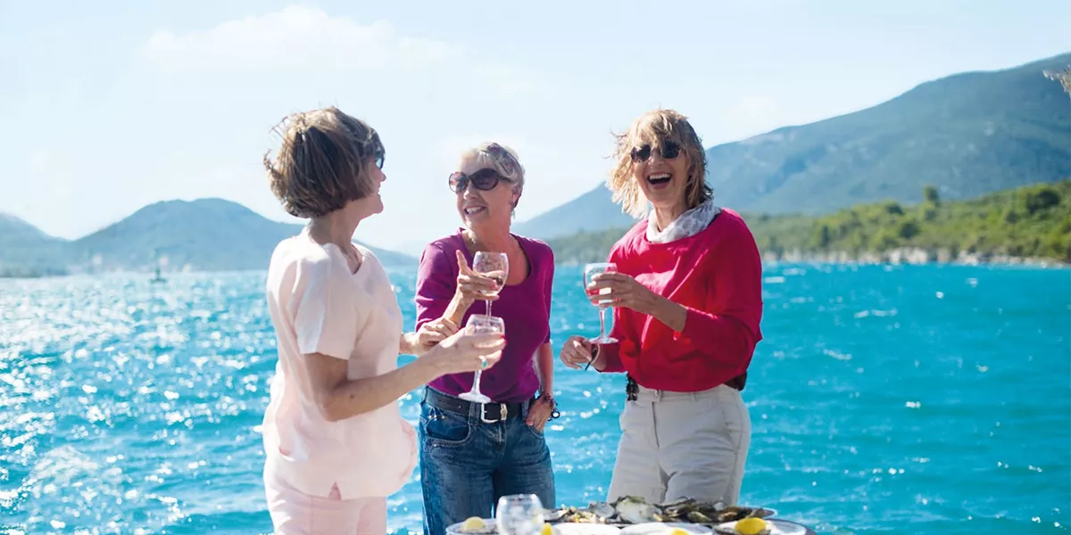 Guests enjoying oyster tasting Mali Ston, Croatia 