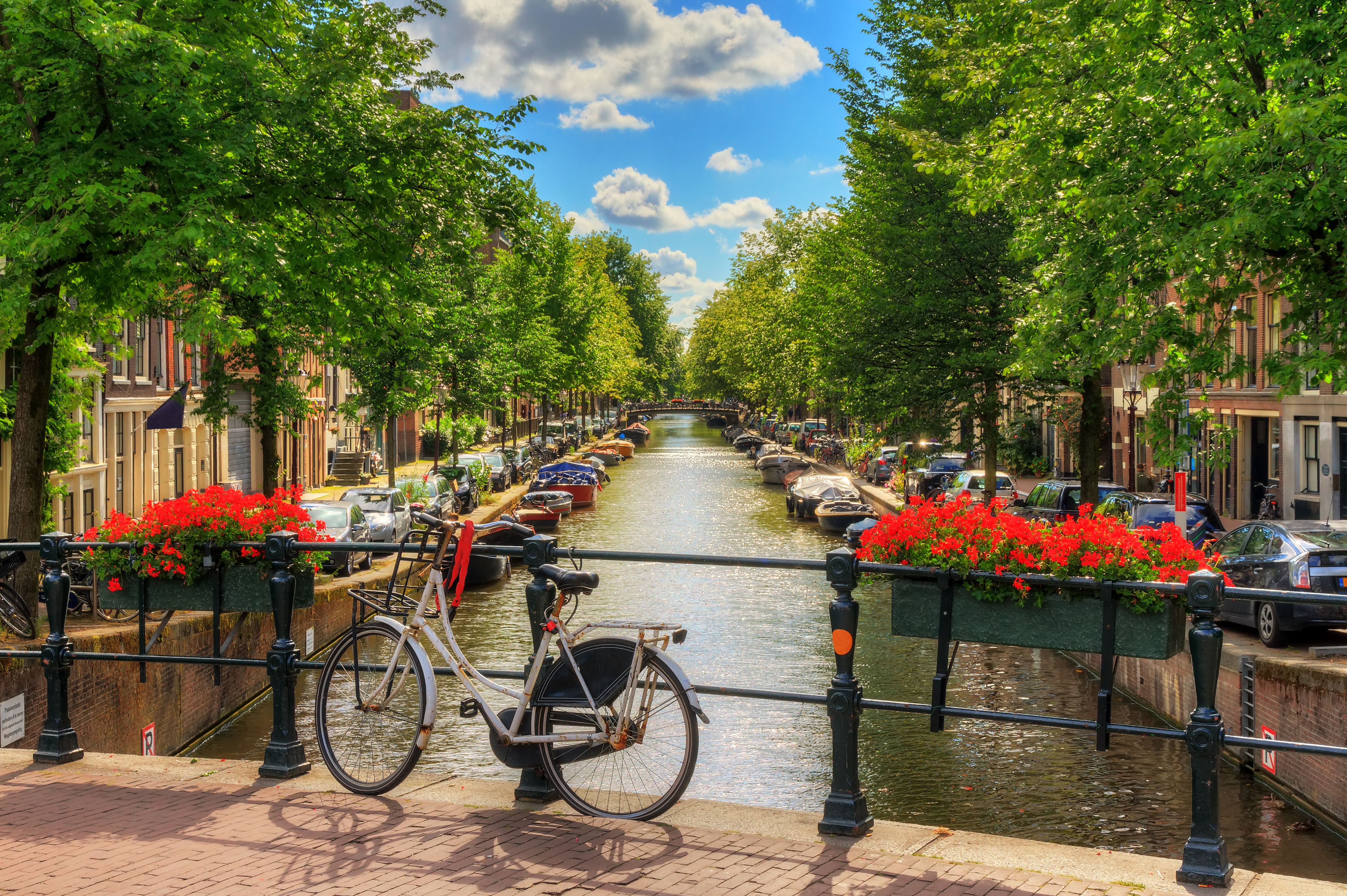 Bicycle on a canal bridge in Amsterdam, Netherlands