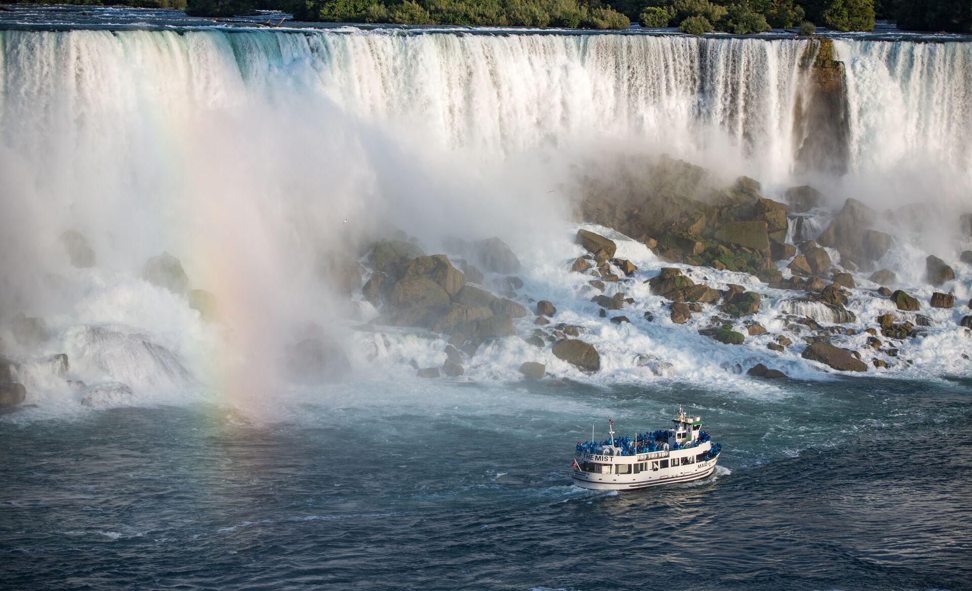 A boat at the bottom of Niagara Falls