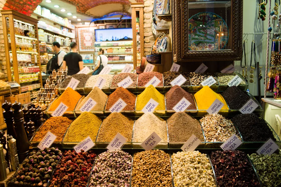 Spices And Tea Leaves At Spice Bazaar, Istanbul 549212381