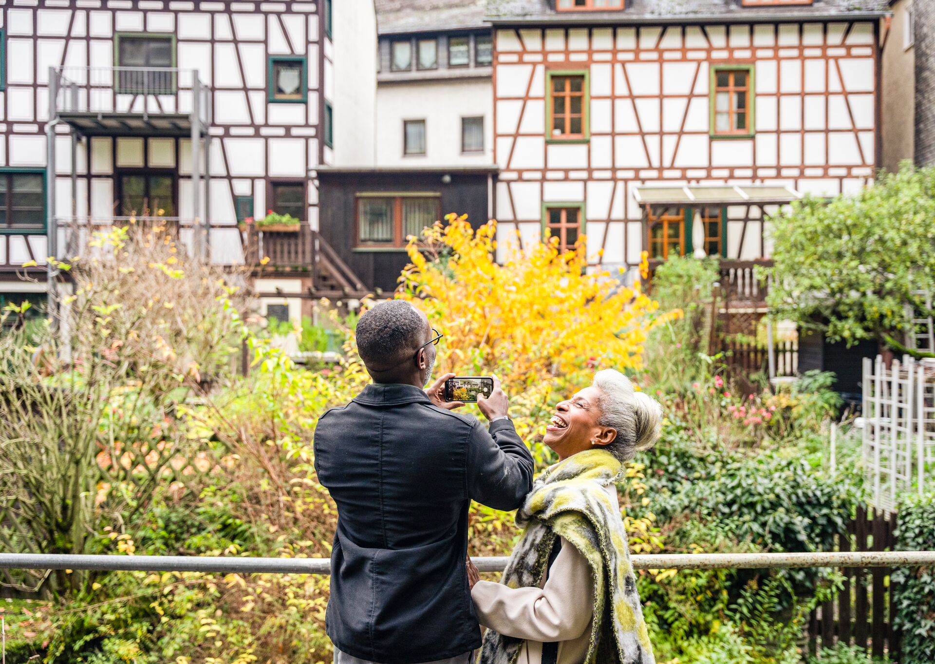 Guests laughing as they explore Bacharach, Germany