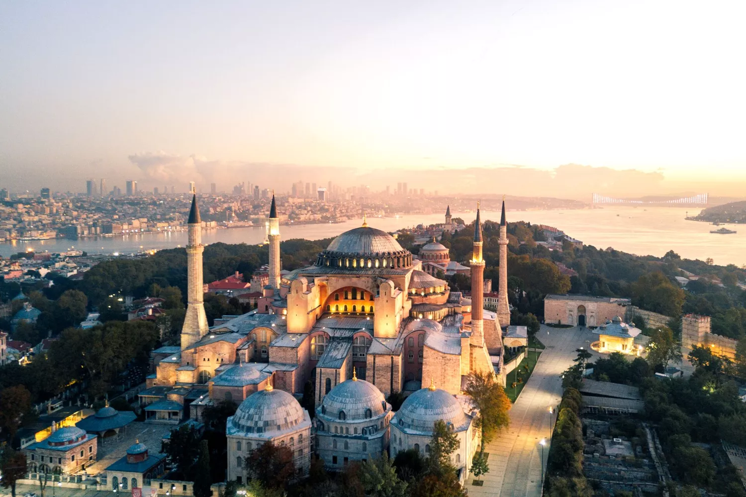 Hagia Sophia Mosque at dawn in Istanbul, Turkey