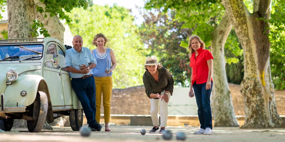 Tourists playing French Bowls