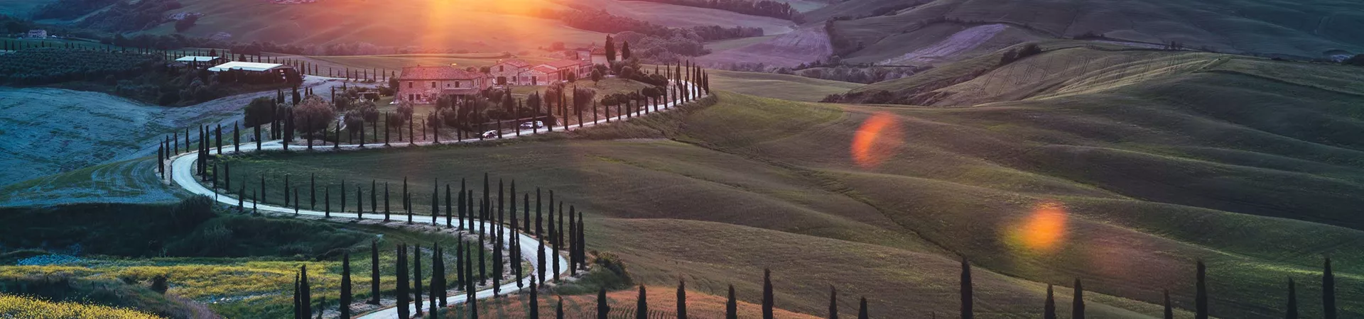 Landscape of Tuscany at sunset, Italy