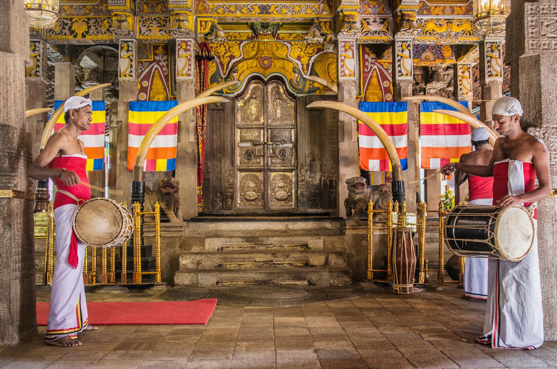 Davul Players at the Temple of the Sacred Tooth in Kandy, Sri Lanka