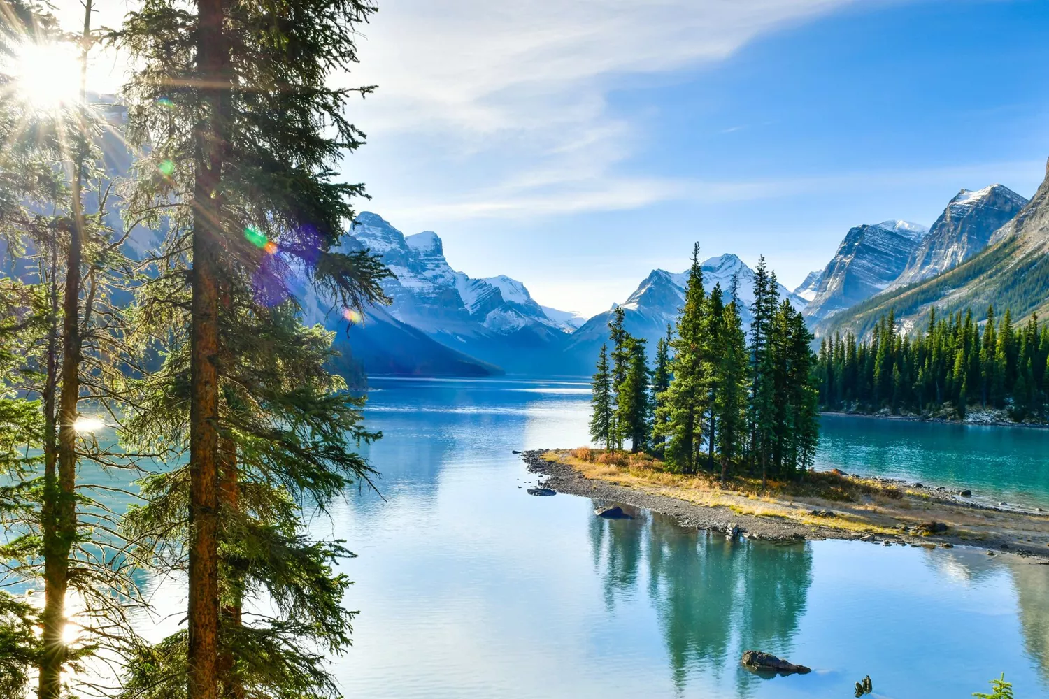 Beautiful Spirit Island In Maligne Lake, Jasper National Park, Alberta, Canada