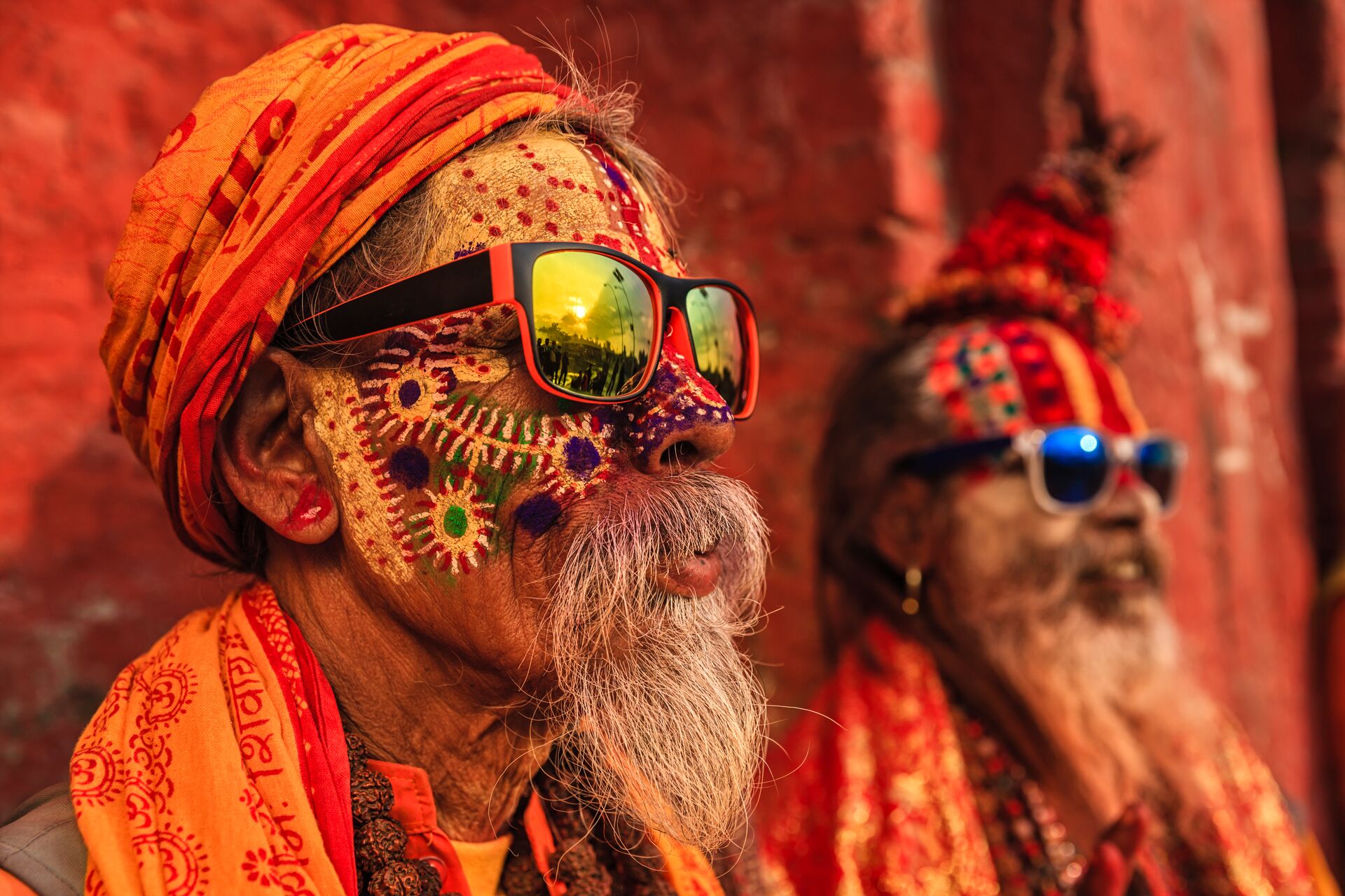 Sadhu Indian Holymen sitting in a temple in Nepal