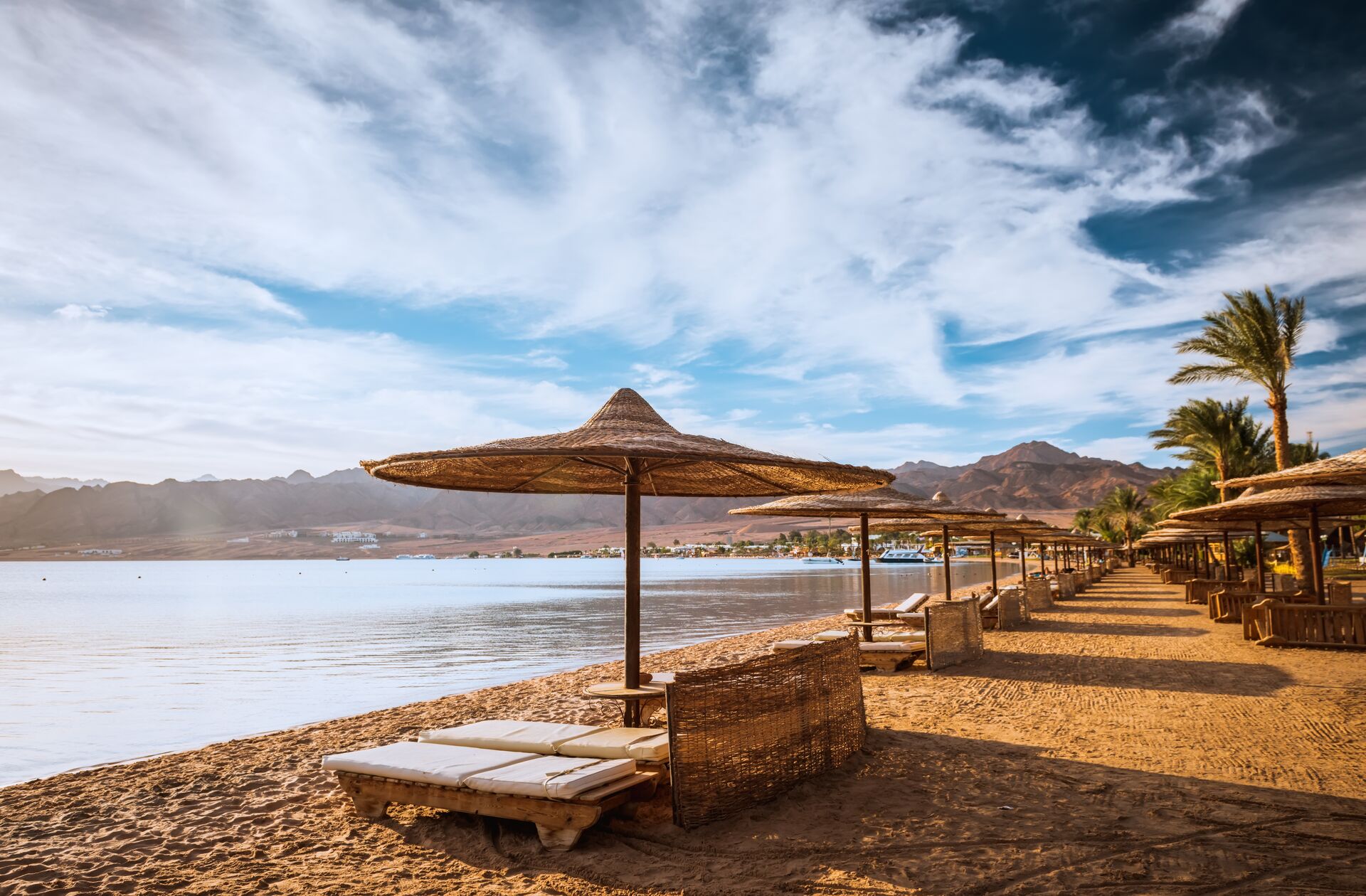 Relax under a parasol ona beach in The Red Sea, Egypt