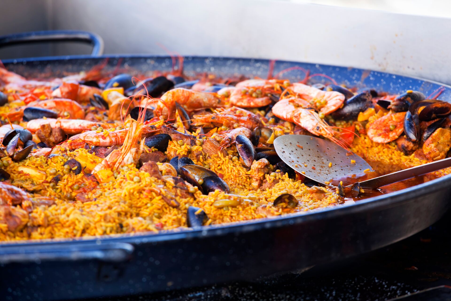 Paella At The Food Market in Spain