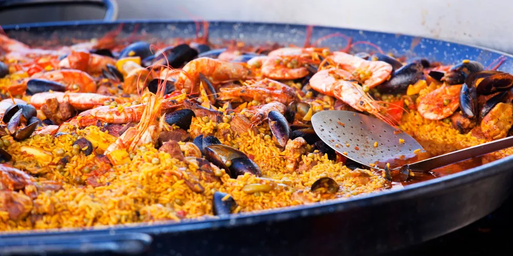 Paella At The Food Market in Spain