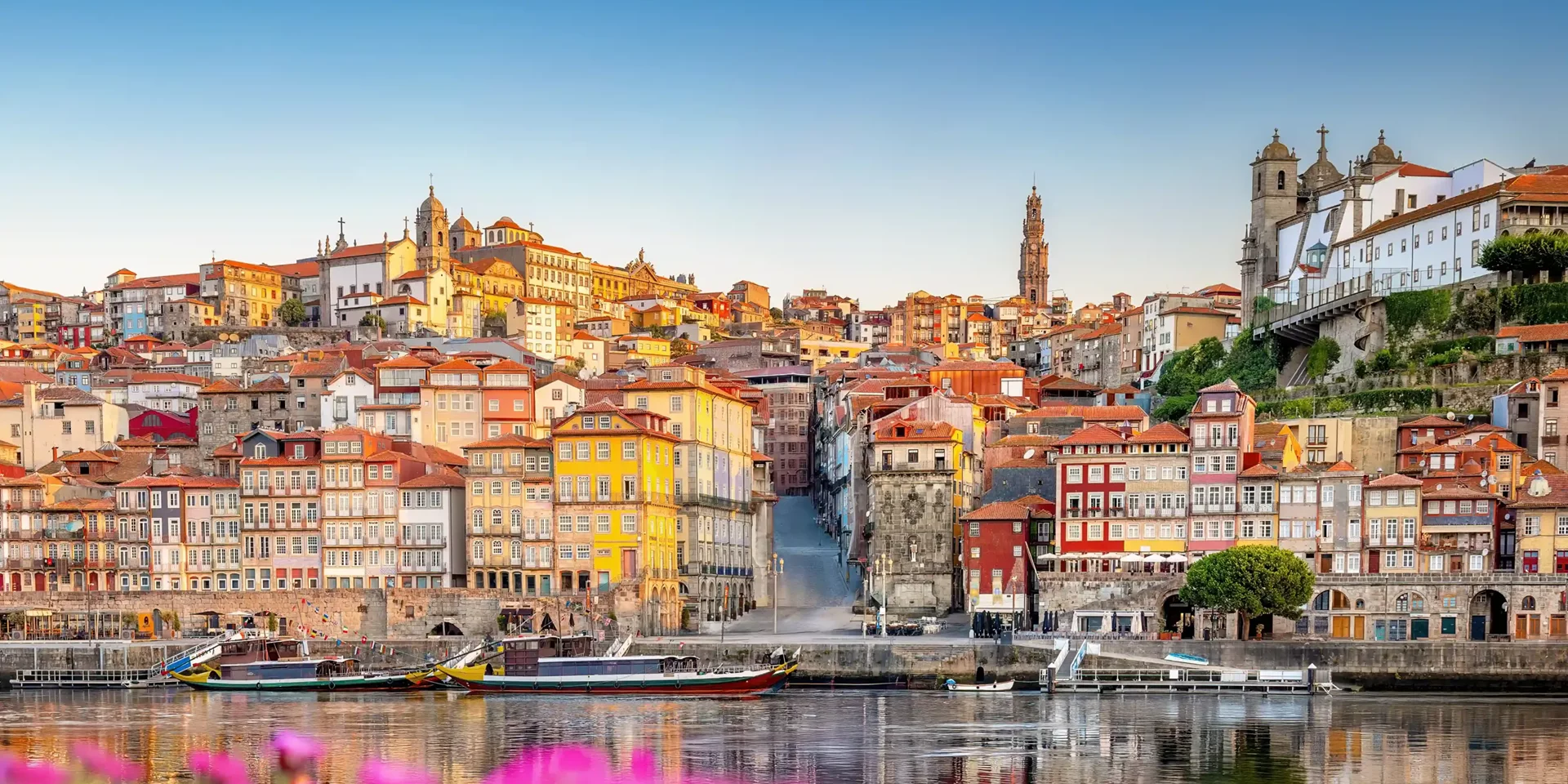 A panoramic view of Ribeira in Porto, Portugal