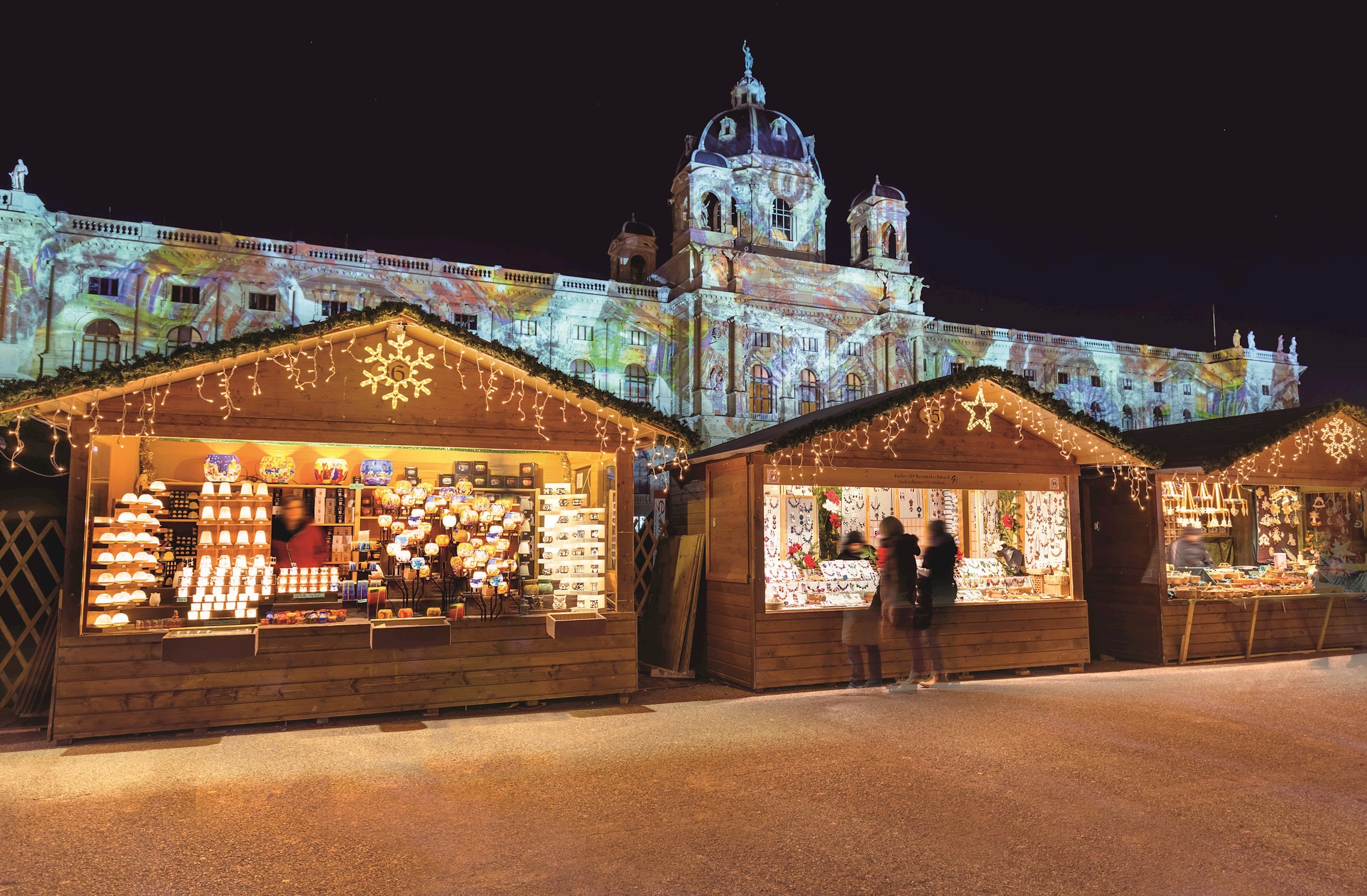 Christmas market stalls in Central Europe
