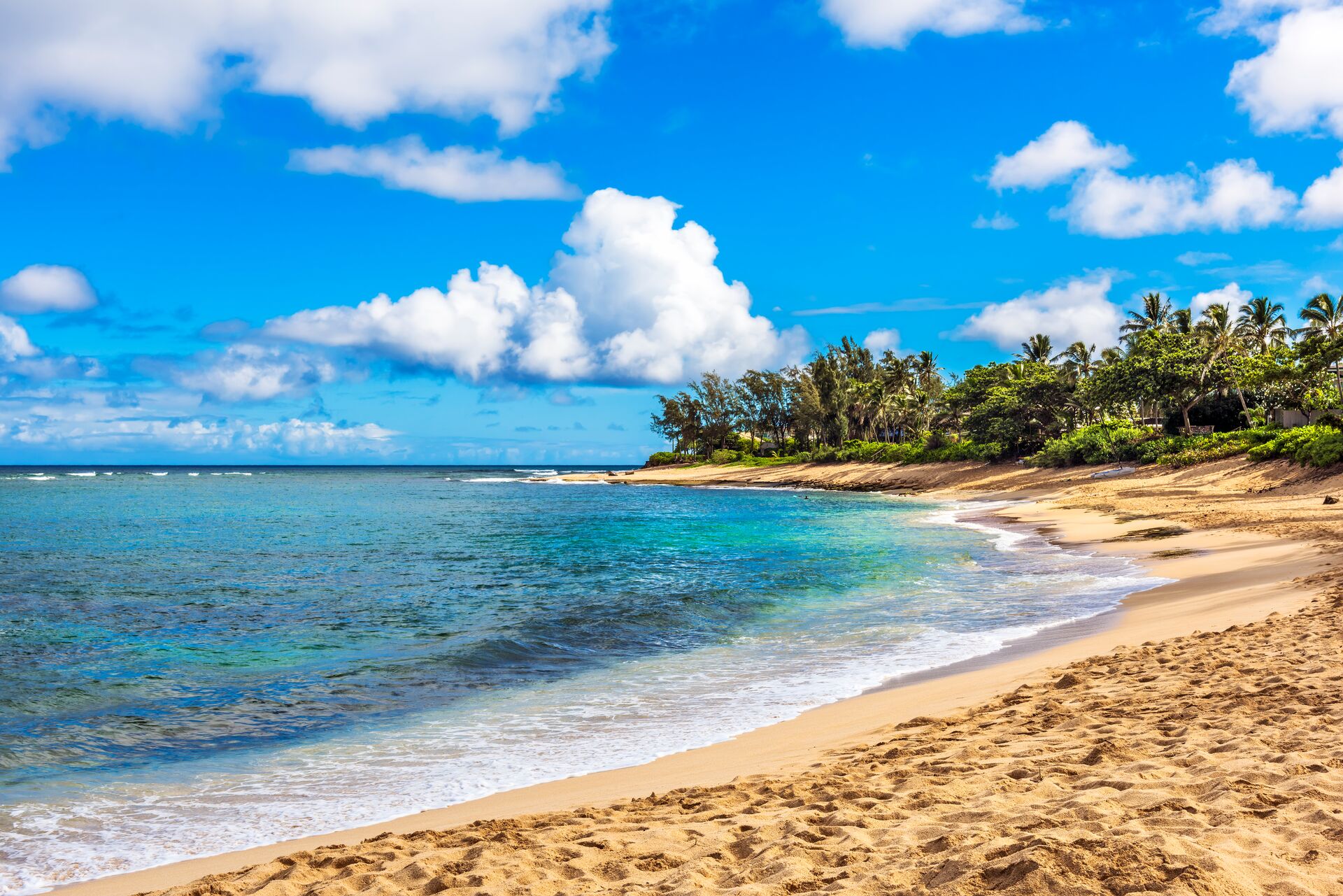 Sunset on the beach in Oahu, Hawaii 