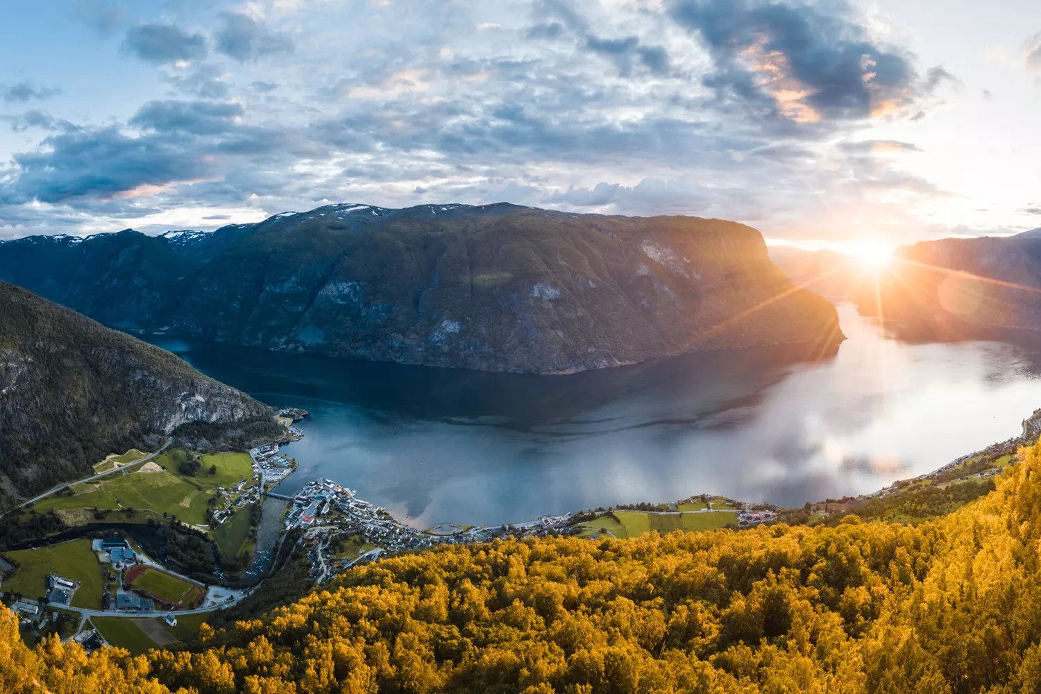 Aurlandsfjord At Sunset in Norway, Scandinavia