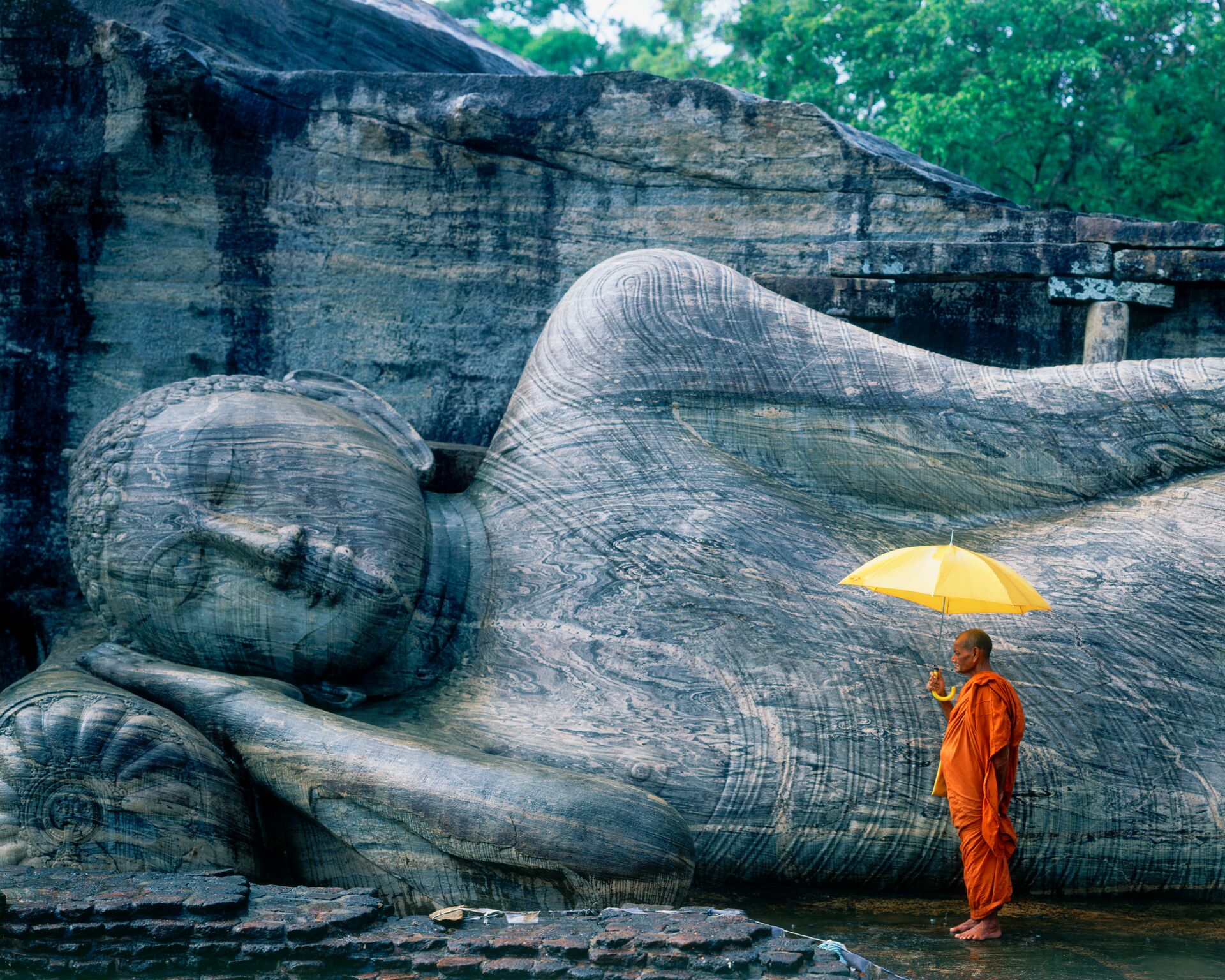 Buddhist monk at the Gal Vihara in Sri Lanka