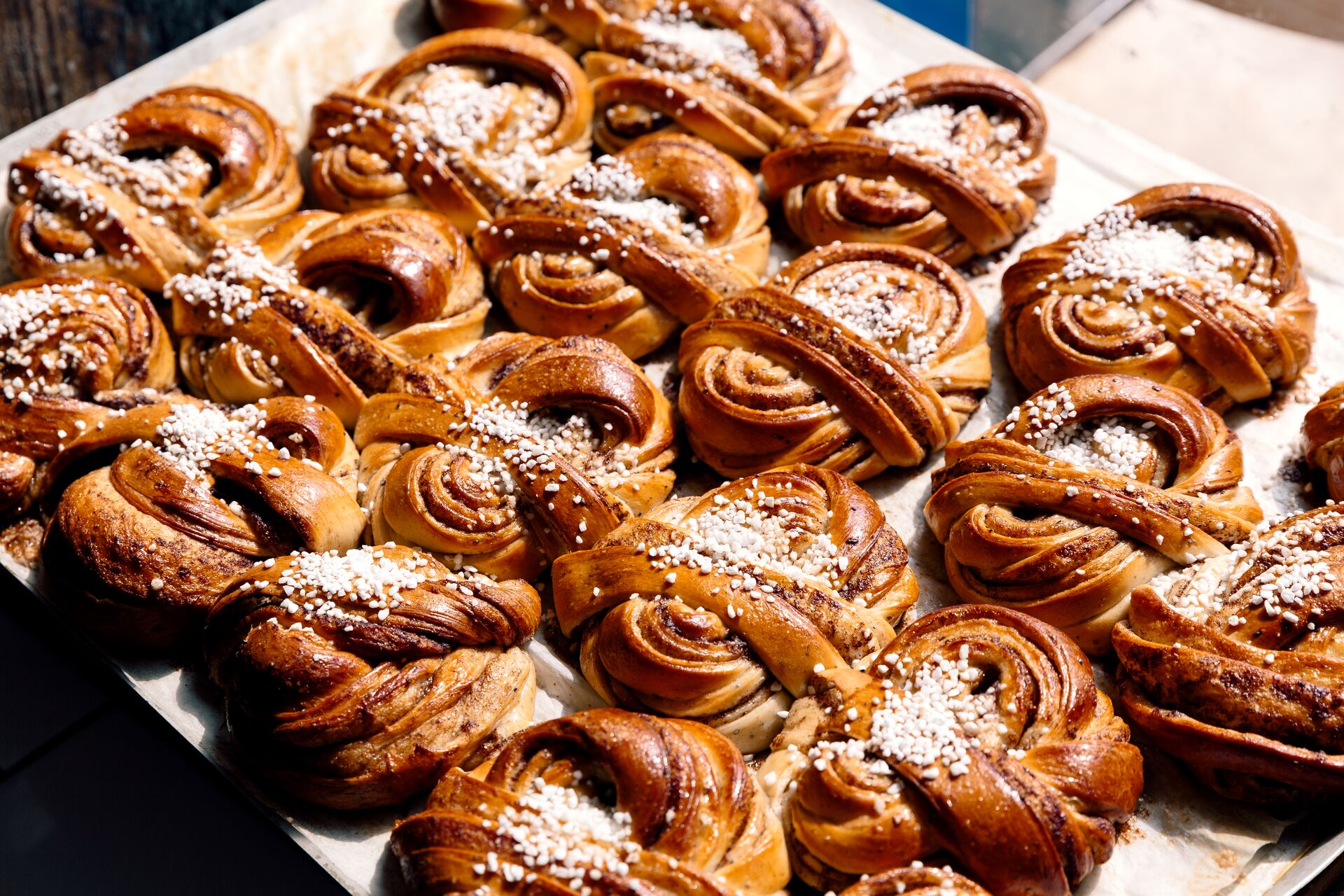 Freshly Baked Traditional Swedish Cinnamon Buns (Kanelbullar)