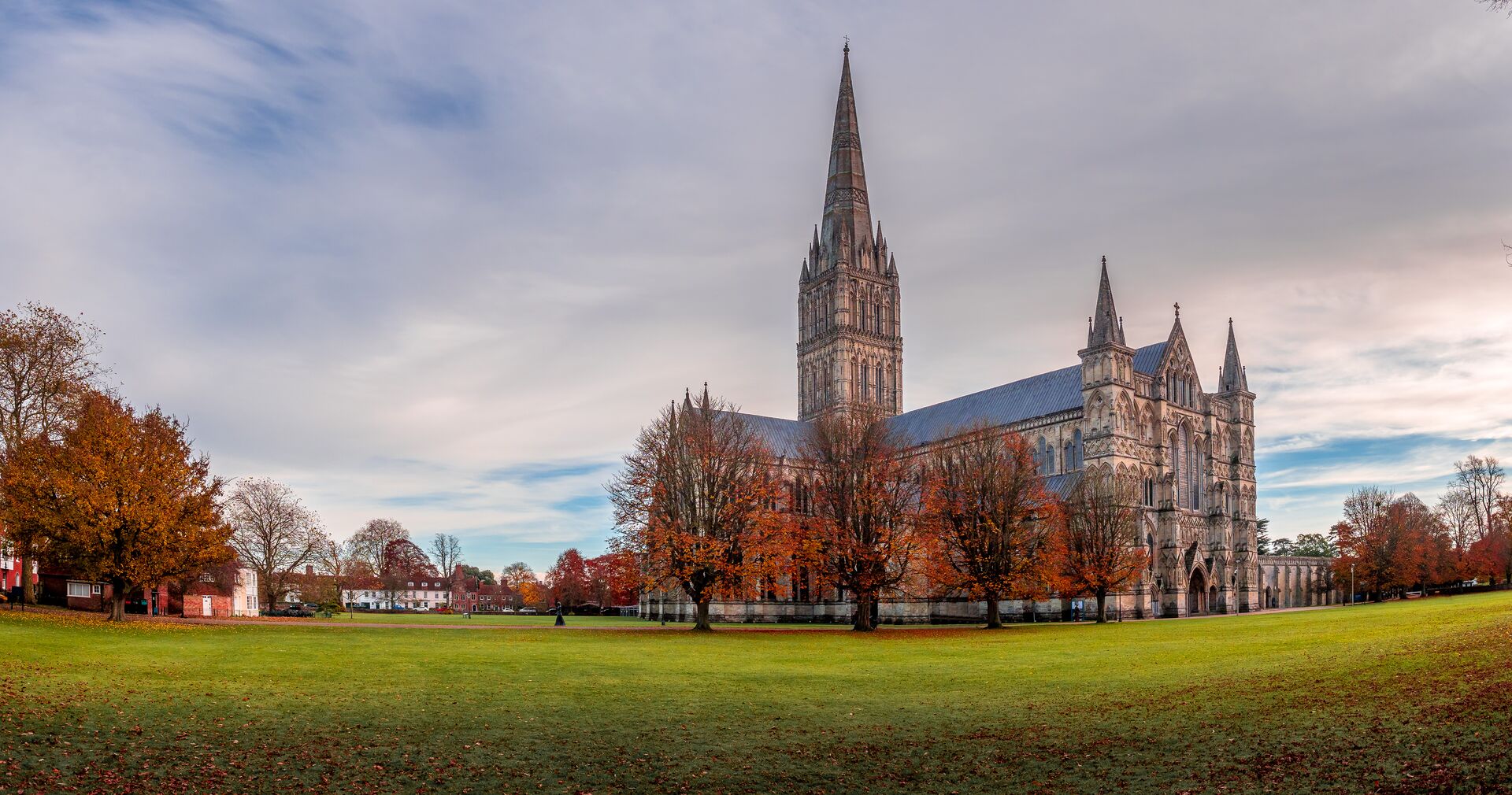 Autumn Day At Salisbury Cathedral, England