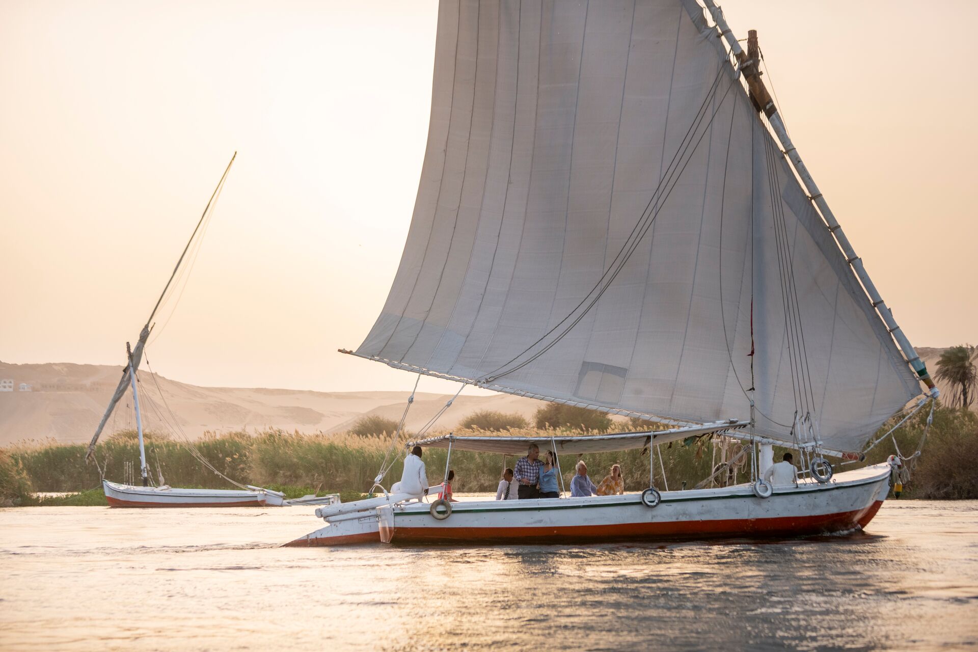 Large Felucca Sailing River Nile Egypt