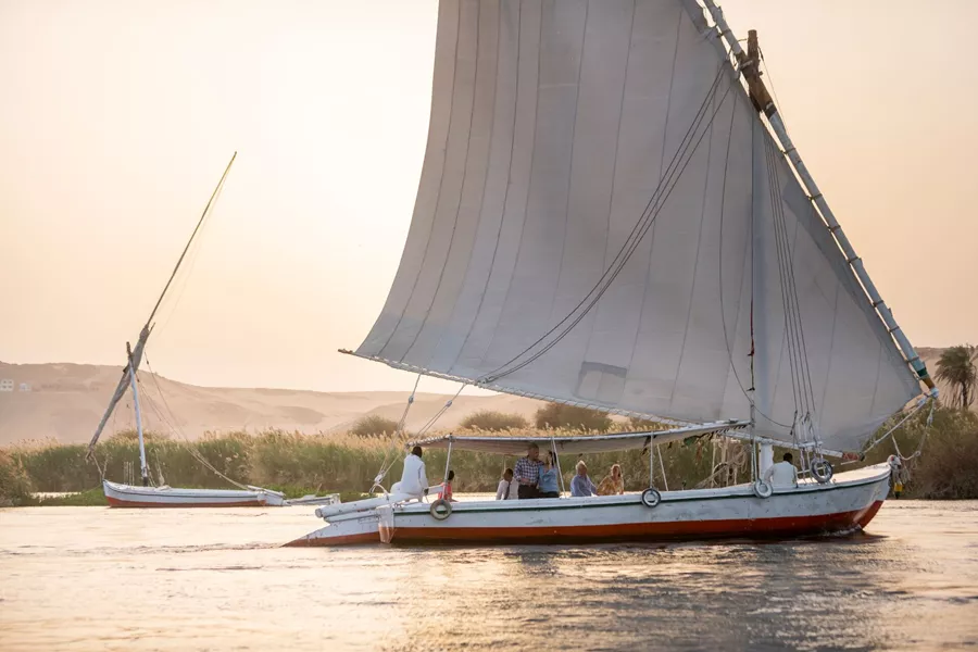 Large Felucca Sailing River Nile Egypt