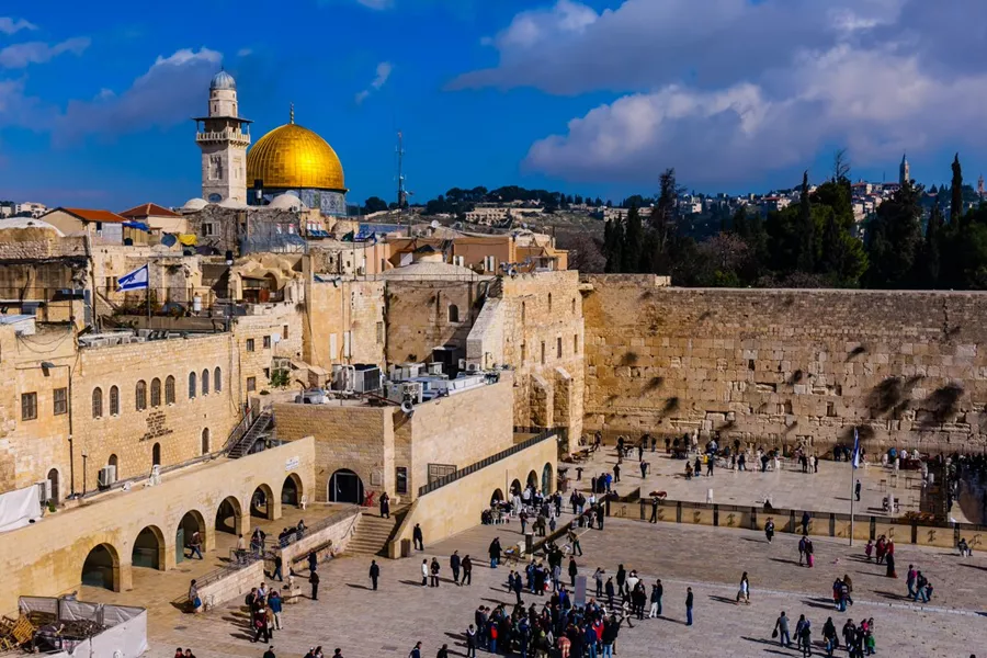 A view of Western Wall in Israel with the Dome on the Rock in the background