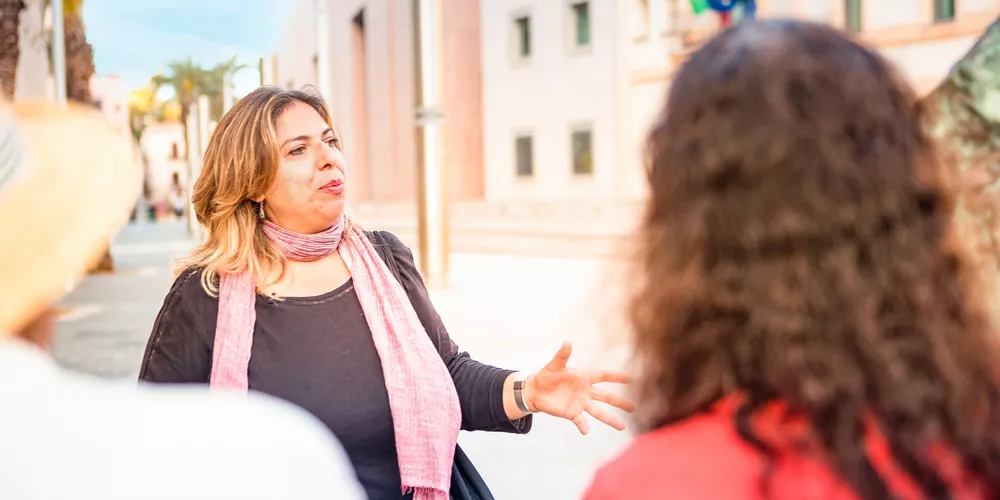 Guests joining a local expert on a MAKE TRAVEL MATTER (R) anti-mafia walking tour in Palermo
