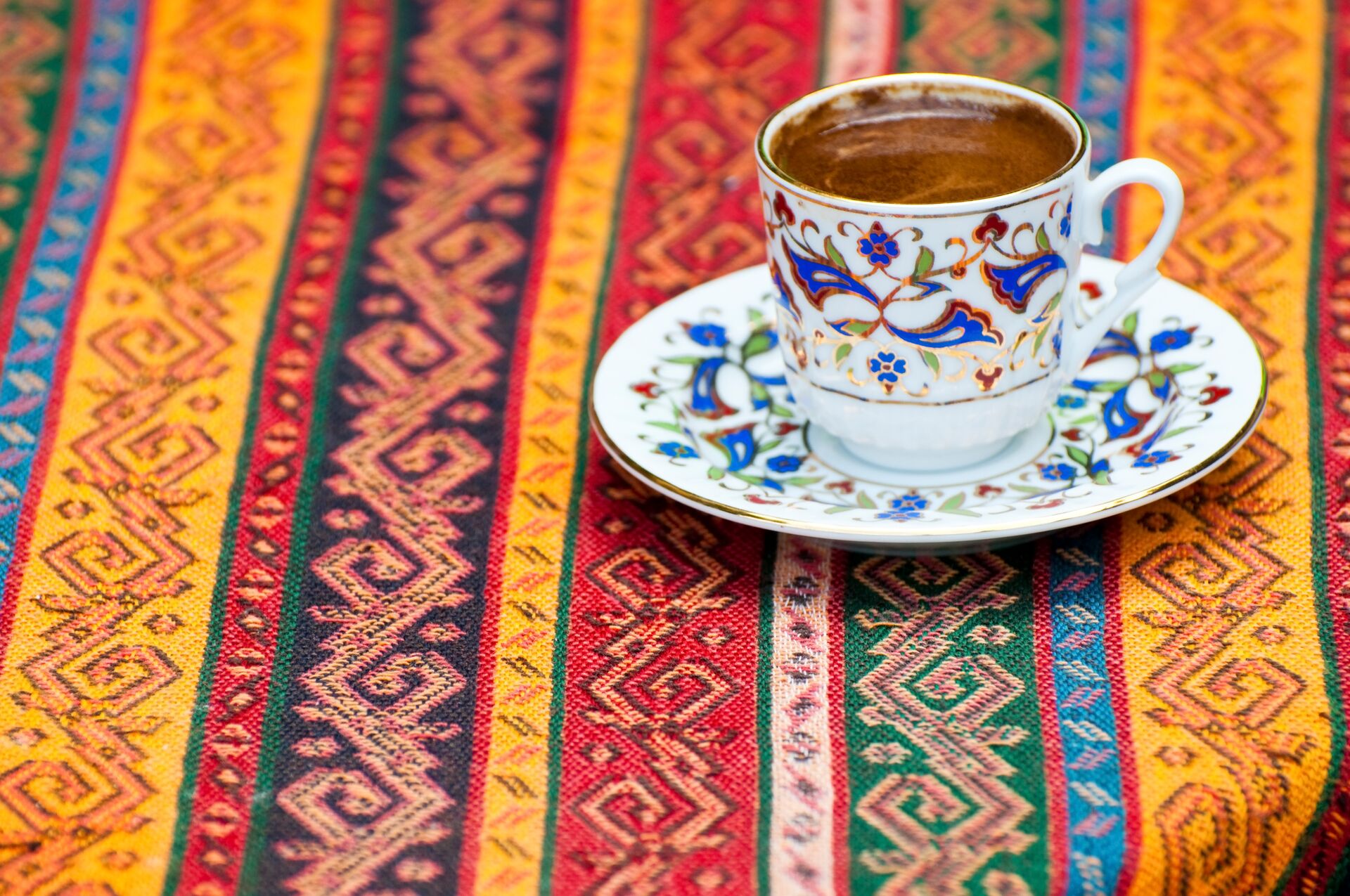 Turkish Coffee On Table In Istanbul, Turkey