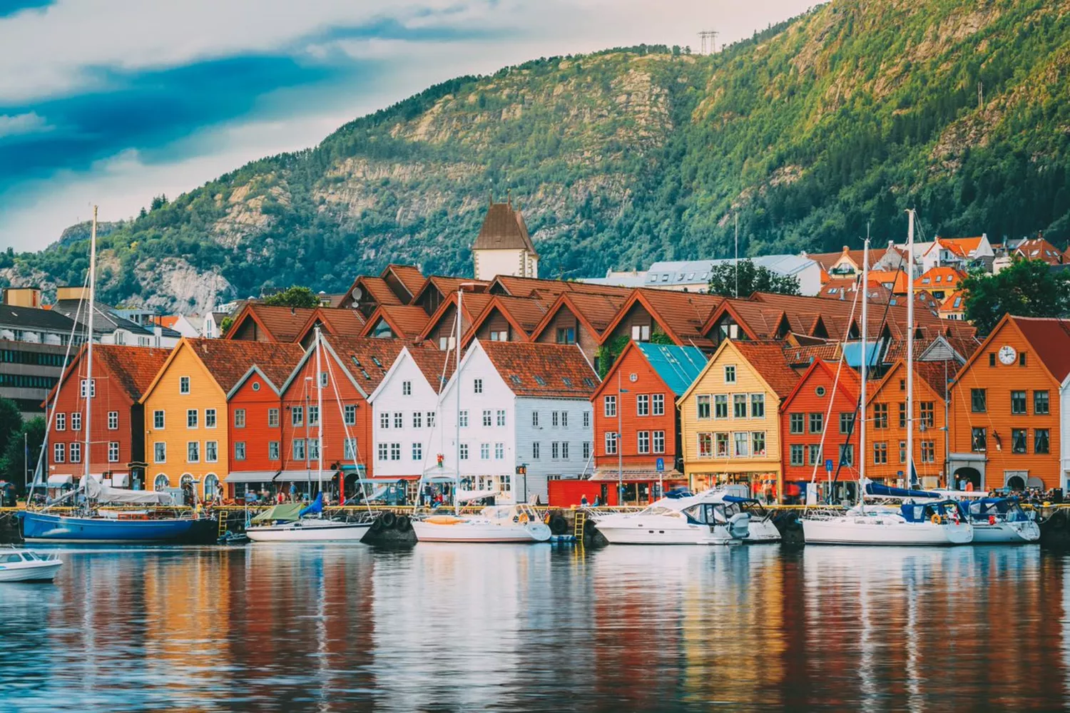 Colorful houses in a port, Norway.