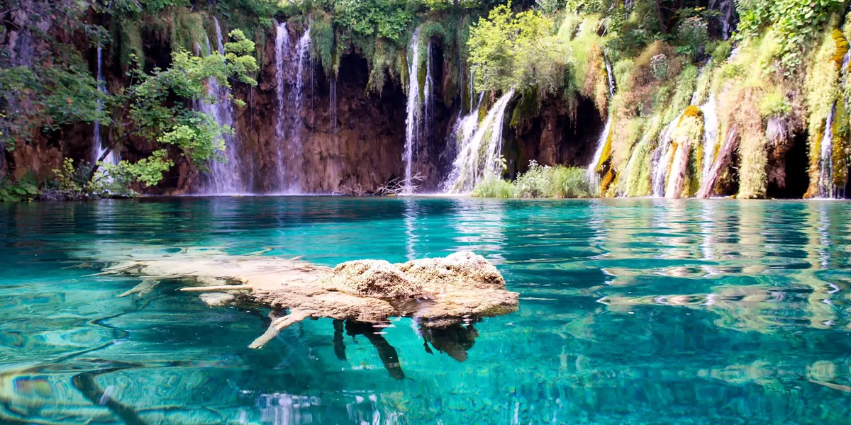 Beautiful emerald pool at Plitvice Lakes National Park, a UNESCO World Heritage site in Croatia