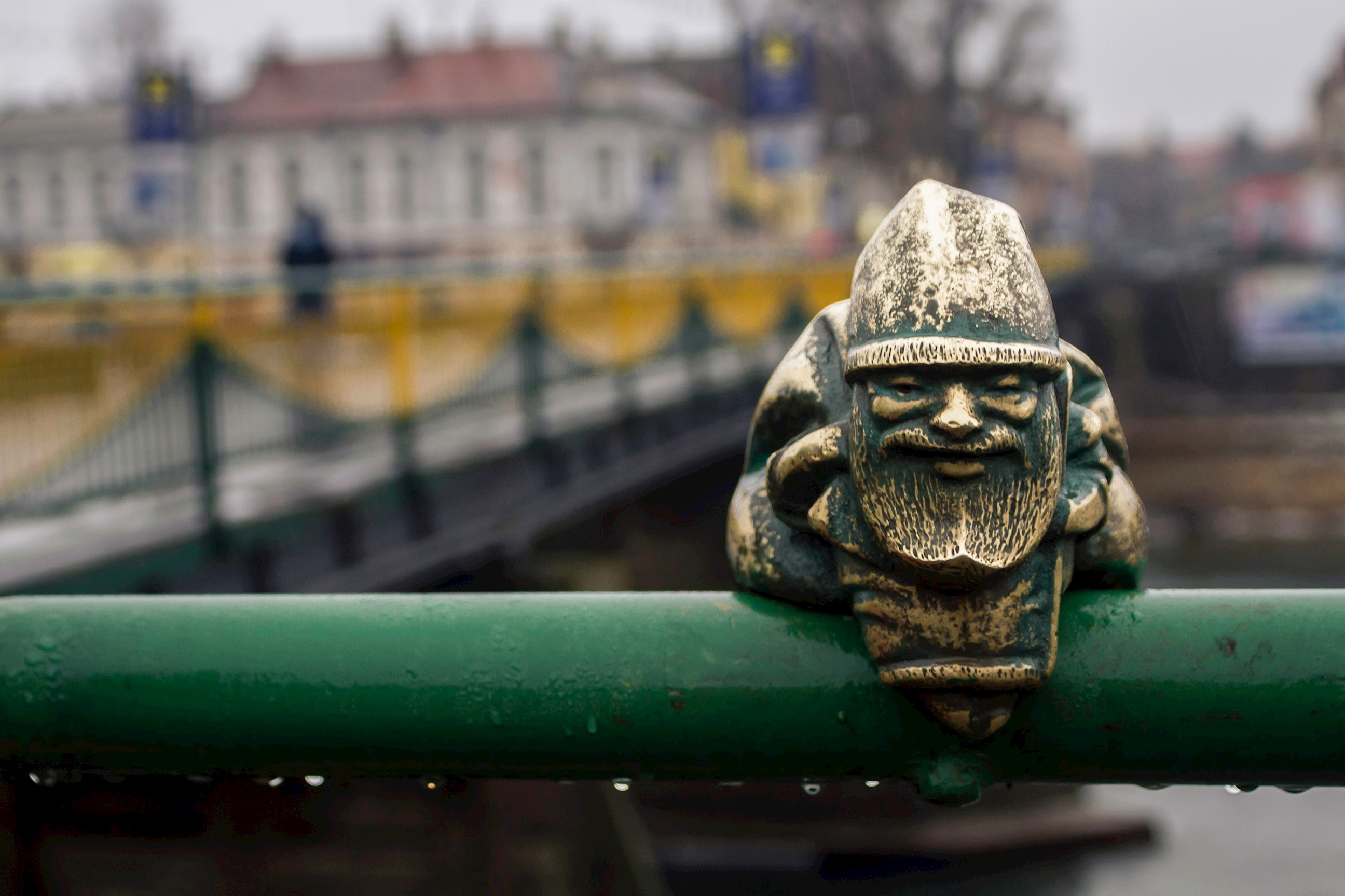 Small statue on a bridge in Wroclaw, Poland