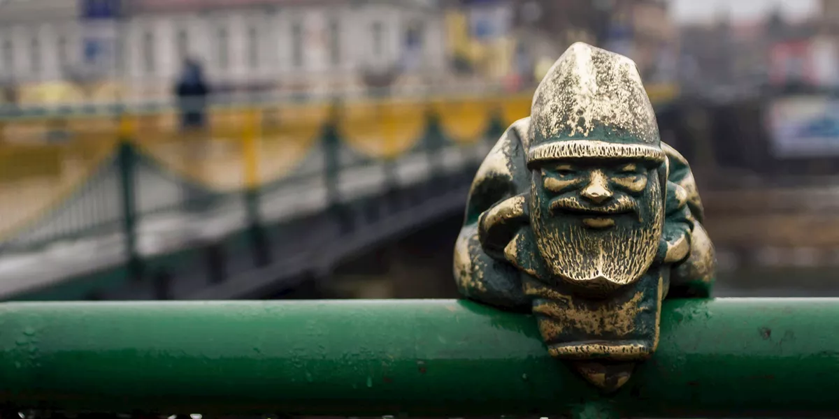 Small statue on a bridge in Wroclaw, Poland