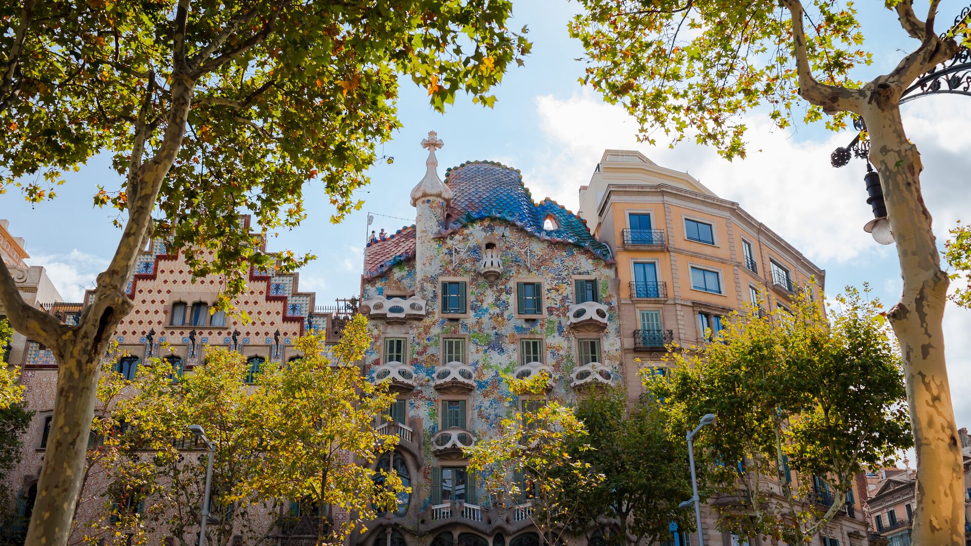 Exterior of Casa Battlo in Barcelona, Spain
