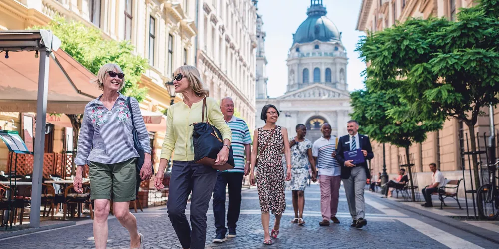 Group of people exploring Budapest, Hungary