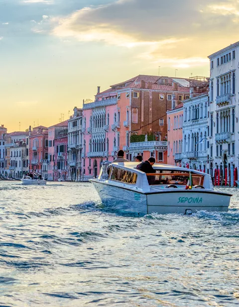 Canal boat ride in Italy