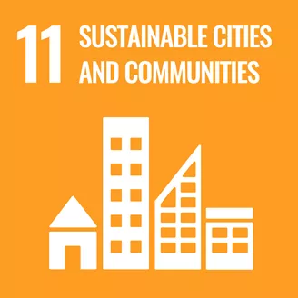 '11 Sustainable Cities and Communities' against orange background