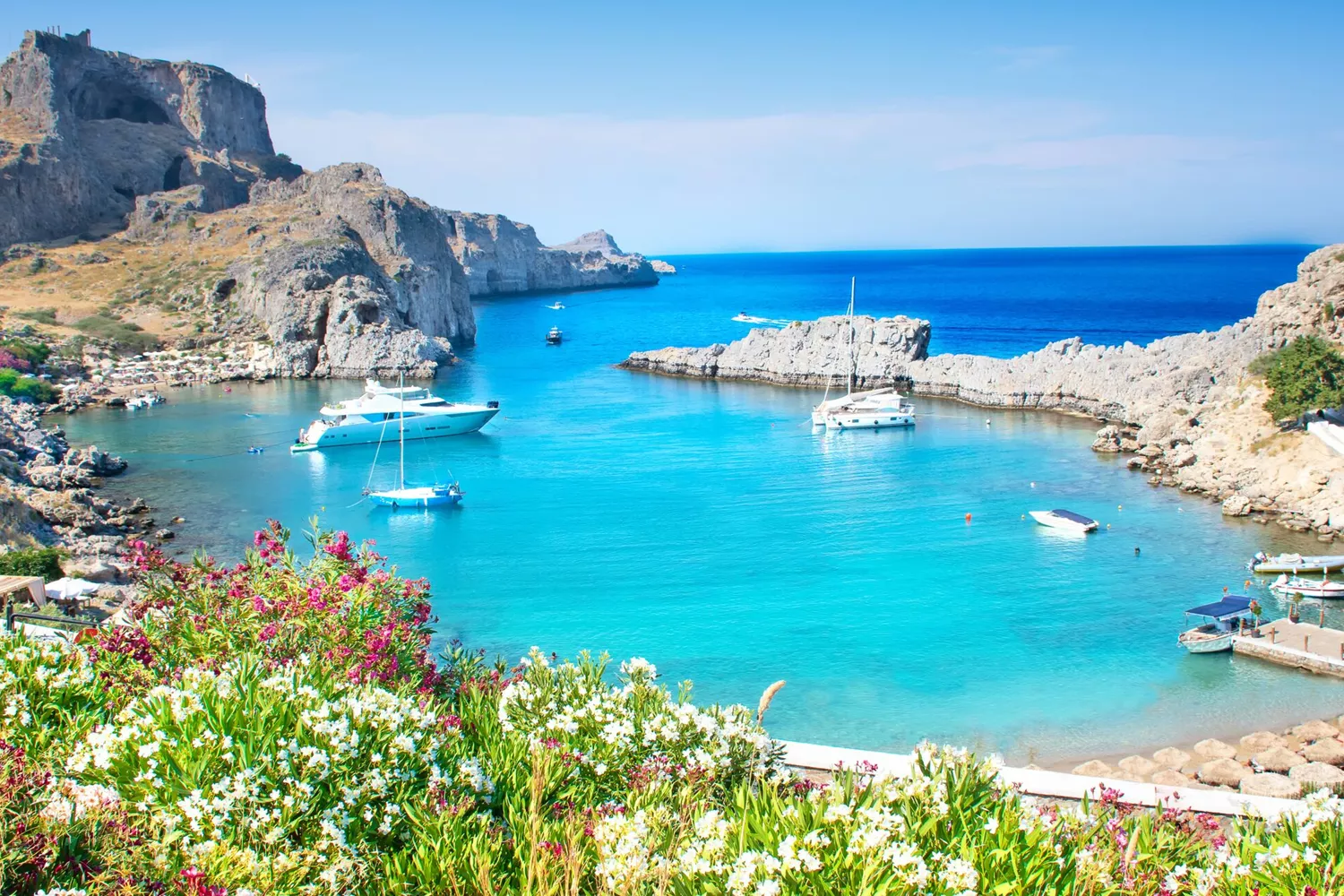 Website Banner Lindos €“ Panoramic View Of St Paul Bay With Acropolis Of Lindos In Background (Rhodes, Greece) 1164546275