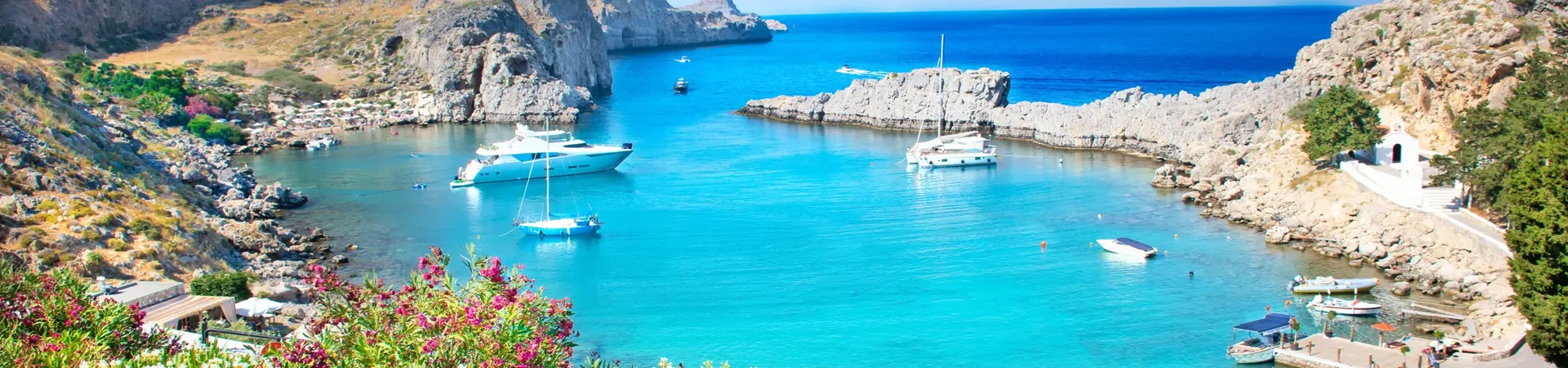 Website Banner Lindos €“ Panoramic View Of St Paul Bay With Acropolis Of Lindos In Background (Rhodes, Greece) 1164546275