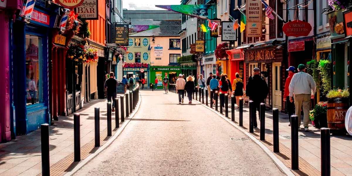 Colourful high street in Town Killarney, Ireland