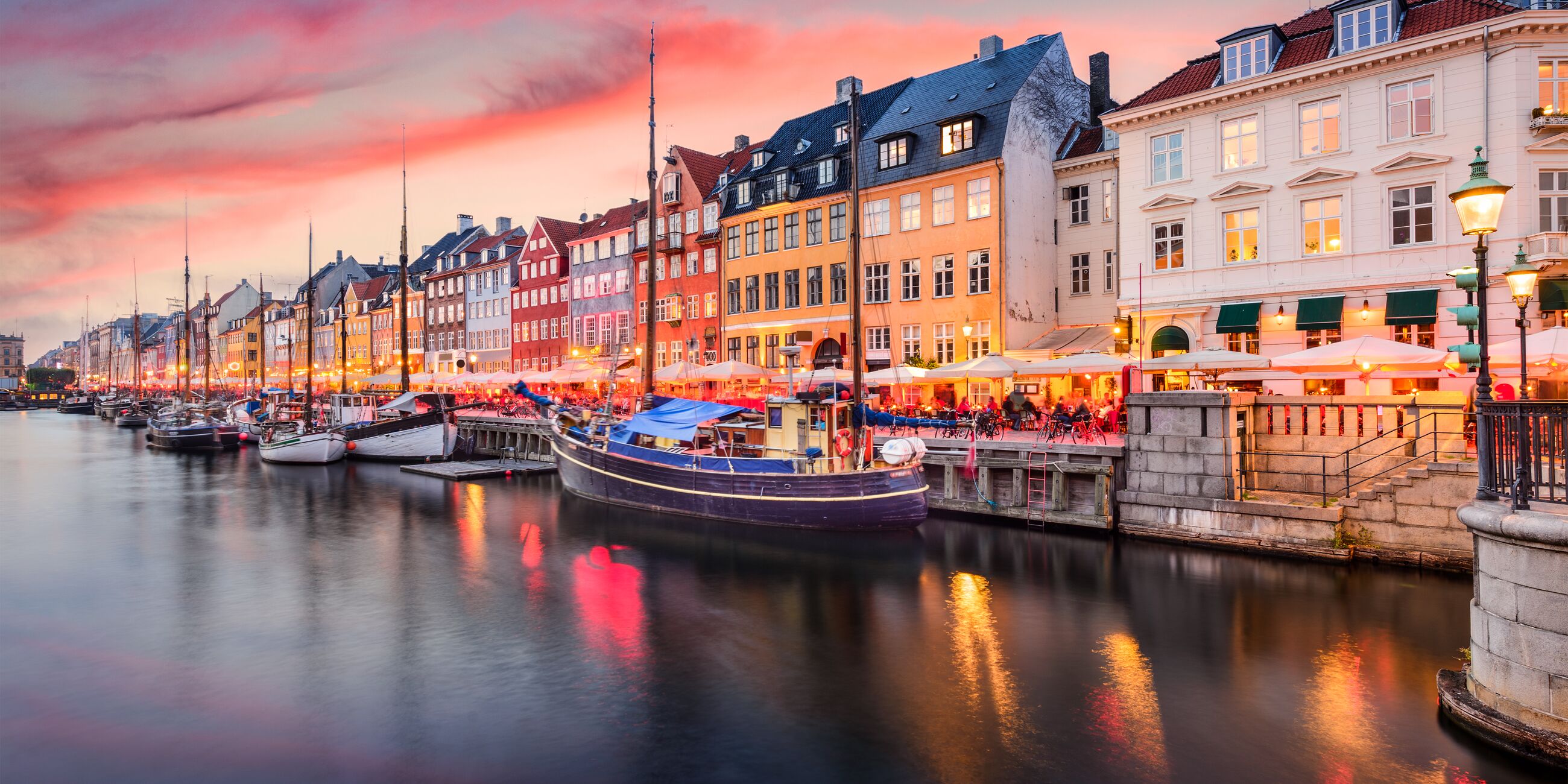 Copenhagen, Denmark At Nyhavn Canal at dusk