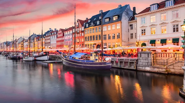 Copenhagen, Denmark At Nyhavn Canal at dusk