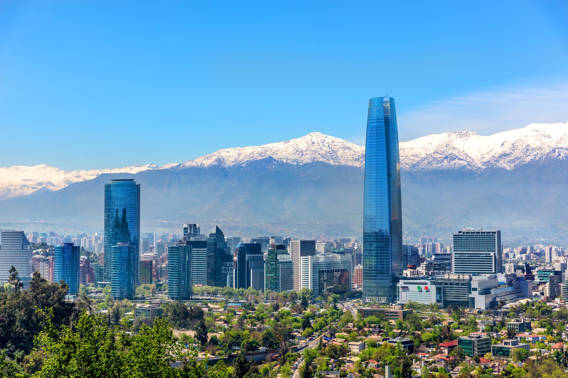 Buildings in Santiago De Chile with the Andes in the background