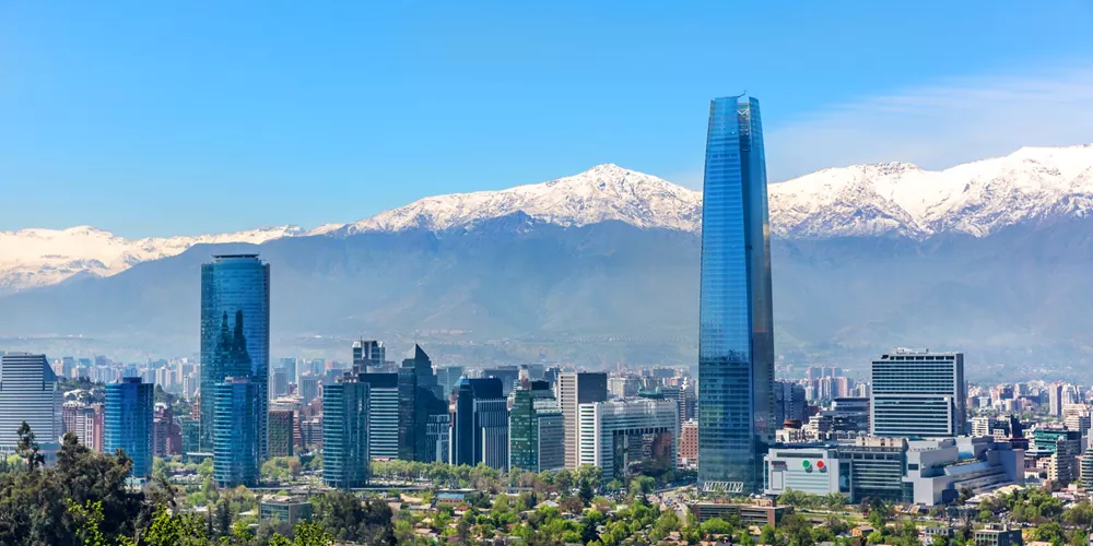 Buildings in Santiago De Chile with the Andes in the background