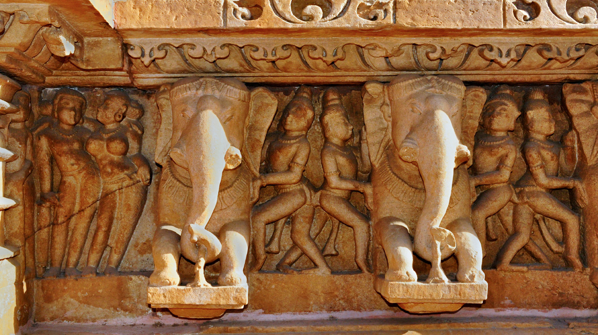 Sculptures-at-Lakshmana-Temple,-Khajuraho-credit-iStock-RNMitra-www.istockphoto