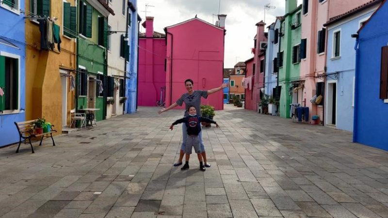 Ulla and son in Burano