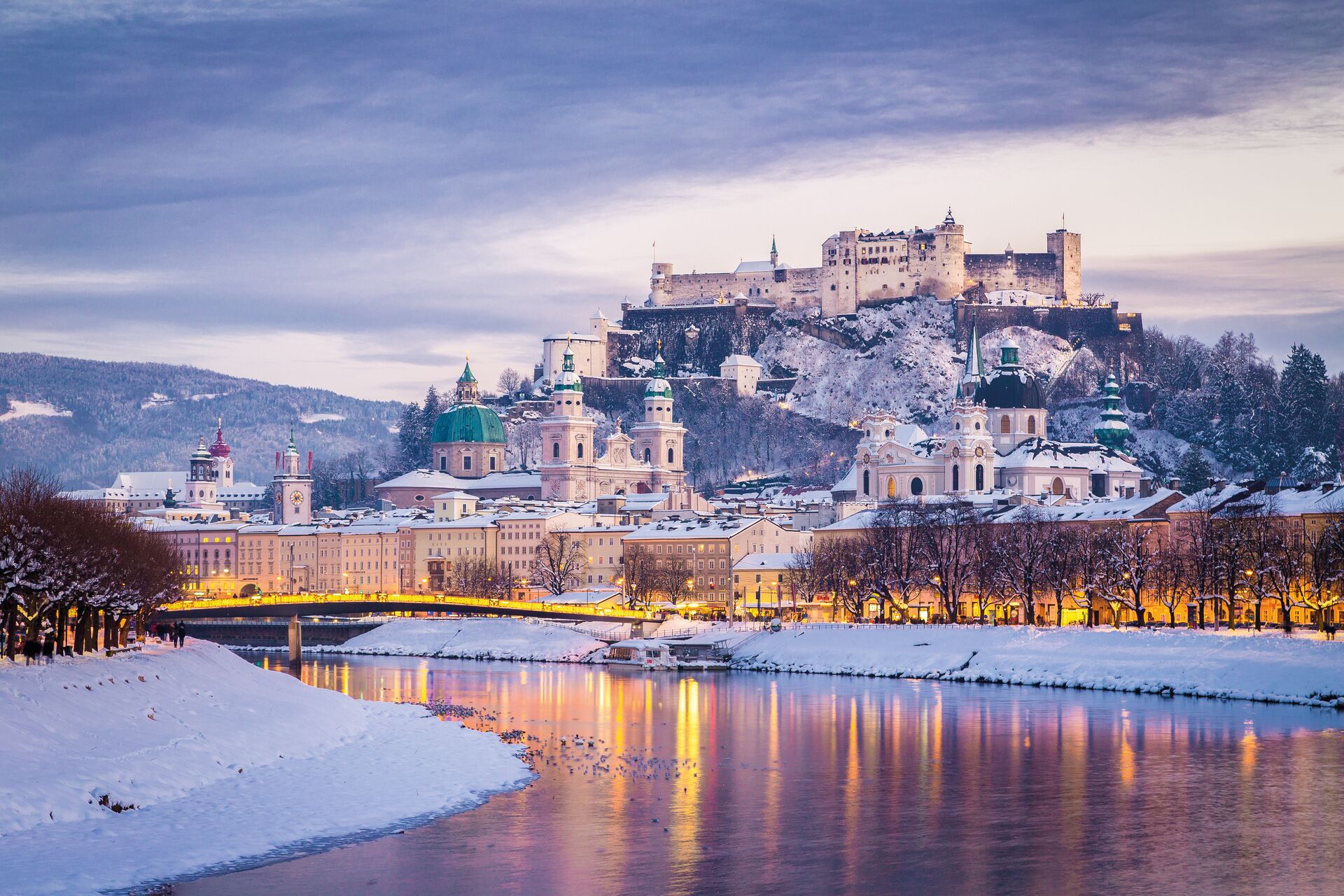 Salzburg, Austria covered in snow