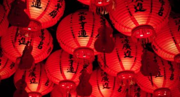red glowing lanterns Chinese culture